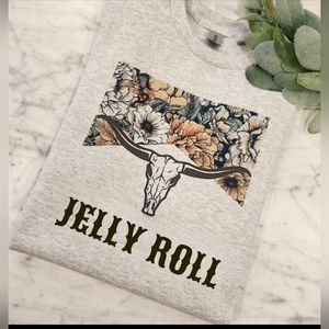 Jelly roll shirt floral bull skull cute popular trending country